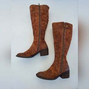 Born Over-the-Knee Suede Boots in Cognac Brown